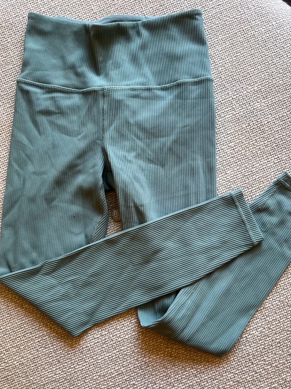 Athleta Elation Rib Tight Leggings Sage/Teal Small